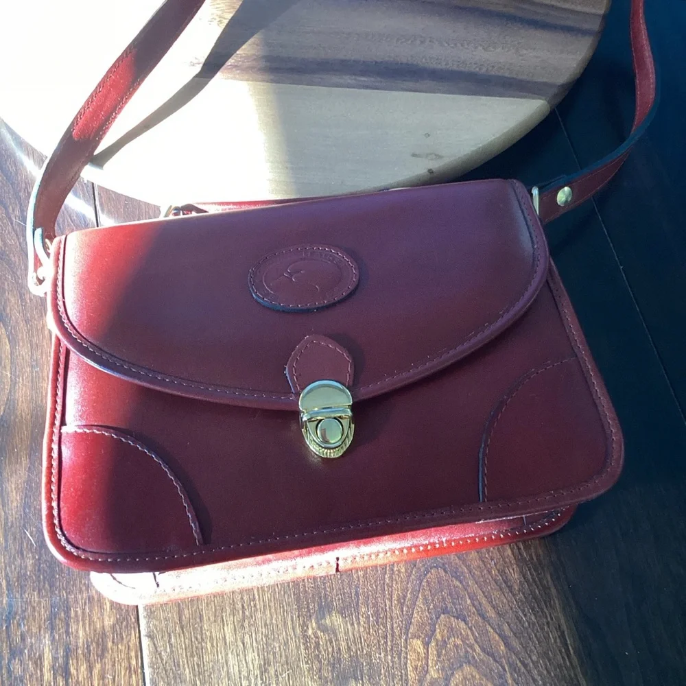 RED GOOSE Crossbody Bag Red Leather EUC - Picture 6 of 15